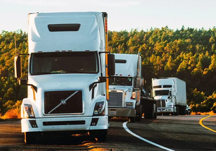 Semi trucks on a highway